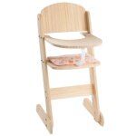 Howa chaise haute de poupe en bois miniflowers nature avec coussin dassise abricot 2860