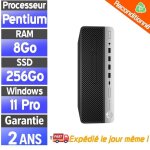 Hp prodesk 600 g3 - pentium g4400 - 8go ram - disque ssd 256go - windows 11 pro - pc bureau
