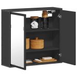 Hsf� armoire � miroir de salle de bain - meuble rangement pour bain / armoire wc - noir bois d?ing�nierie ...