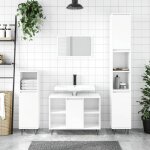 Hsf armoire de salle de bain - meuble rangement pour bain / armoire wc - blanc brillant 30x30x100 cm ...