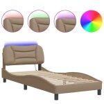 Hsfcadre de lit - sans matelas - avec lumires led cappuccino 90x190 cm similicuir - 1 personnes - 1 ...
