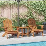 Hsf�chaises adirondack de jardin - anticorrosion - fauteuil de bistrot lot de 2 bois massif dacacia - ...