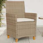 Hsfchaises de jardin - anticorrosion - fauteuil de bistrot coussins lot de 2 beige rsine tresse bois ...