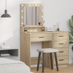 Hsf�coiffeuse ch�ne sonoma 50x41x135cm bois ding�nierie meuble de chambre / table de cosm�tique73623