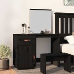 Hsf�coiffeuse placard de rangement noir 95x50x134cm bois de pin massif meuble de chambre / table de cosm�tique ...