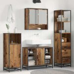 Hsf� colonne wc / cabinet de salle de bain - meuble rangement pour bain / armoire wc - bois ancien 35x37. ...