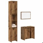 Hsf colonne wc / ensemble de meubles salle de bain - meuble rangement pour bain / armoire wc - 3 pcs ...