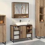 Hsf� colonne wc / meuble de lavabo de salle de bain - meuble rangement pour bain / armoire wc - avec ...