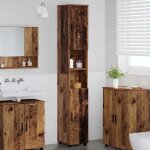 Hsf colonne wc / meuble de salle de bain - meuble rangement pour bain / armoire wc - haut bois ancien ...