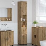 Hsf® colonne wc / meuble de salle de bain - meuble rangement pour bain / armoire wc - haut chêne artisanal ... Hsf® colonne wc / meuble de salle de bain - meuble rangement pour bain / armoire wc - haut chêne artisanal ...