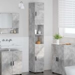 Hsf® colonne wc / meuble de salle de bain - meuble rangement pour bain / armoire wc - haut gris béton ... Hsf® colonne wc / meuble de salle de bain - meuble rangement pour bain / armoire wc - haut gris béton ...
