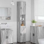 Hsf colonne wc / meuble de salle de bain - meuble rangement pour bain / armoire wc - haut sonoma gris ...