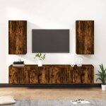 Hsf®ensemble de meubles tv 4 pcs - meuble de rangement tv / complet de vitrine chêne fumé - bois dingénierie ... Hsf®ensemble de meubles tv 4 pcs - meuble de rangement tv / complet de vitrine chêne fumé - bois dingénierie ...