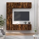 Hsf®ensemble de meubles tv 7 pcs - meuble de rangement tv / complet de vitrine chêne fumé - bois dingénierie ... Hsf®ensemble de meubles tv 7 pcs - meuble de rangement tv / complet de vitrine chêne fumé - bois dingénierie ...