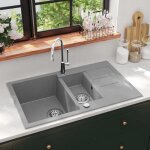 Hsf®évier de cuisine en granit - 2 bacs - résistance à la chaleur jusquà 280 ° c - gris cvk76086 Hsf®évier de cuisine en granit - 2 bacs - résistance à la chaleur jusquà 280 ° c - gris cvk76086