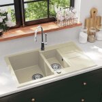 Hsf��vier de cuisine granit - 2 bacs - r�sistance � la chaleur jusqu� 280 � c - lavabo beige cvk57014 ...