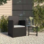Hsf�fauteuil de jardin - anticorrosion - fauteuil de bistrot avec coussin noir r�sine tress�e - 53x57x75 ...