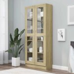 Hsf�meuble de s�jour contemporain - armoire vitrine ch�ne - sonoma 825x305x1855cm - bois ing�nierie tfh7505 ...