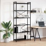 Hsf®meuble de séjour contemporain - bibliothèque meuble de rangement - chêne noir 80x30x188cm - bois ... Hsf®meuble de séjour contemporain - bibliothèque meuble de rangement - chêne noir 80x30x188cm - bois ...