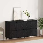 Hsf�meuble de s�jour contemporain - buffets 2 pcs - ch�ne noir - 120x35x70cm - bois ding�nierie ckd49420 ...
