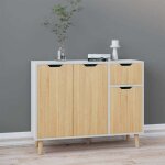 Hsf�meuble de s�jour contemporain - buffet blanc et - ch�ne sonoma - 90x30x72cm - bois ding�nierie ckd59300 ...