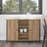 Hsf�meuble de s�jour contemporain - buffet - ch�ne artisanal - 100x35x70cm - bois ding�nierie ckd75411 ...