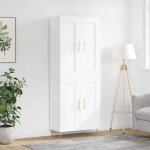 Hsfmeuble de sjour contemporain - buffet haut blanc 695x34x180cm - bois dingnierie ckd35681