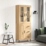 Hsf�meuble de s�jour contemporain - buffet haut - ch�ne sonoma - 695x34x180cm - bois ding�nierie ckd33234 ...