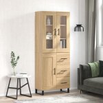Hsf�meuble de s�jour contemporain - buffet haut - ch�ne sonoma - 695x34x180cm - bois ding�nierie ckd89177 ...
