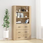 Hsfmeuble de sjour contemporain - buffet haut - chne sonoma - bois dingnierie ckd93263