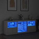 Hsf�meuble de s�jour contemporain - buffet avec lumi�res led blanc 1815x37x67cm ckd80354