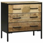 Hsf�meuble de s�jour contemporain - buffet marron 70x35x70cm - bois de manguier massif ckd62923