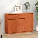 Hsfmeuble de sjour contemporain - buffet marron cire 110x34x75cm - bois massif en - pin ckd51219