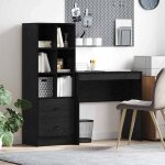 Hsfmeuble de sjour contemporain - bureau avec rangement 2 pcs - chne noir - 80x40x76cm ckd11977