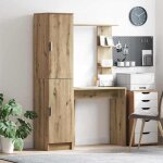Hsfmeuble de sjour contemporain - bureau avec rangement avec tagre 2 pcs - chne artisanal - ckd97778 ...