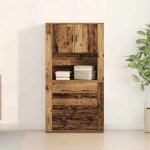 Hsf�meuble de s�jour contemporain - haut de buffet - bois ancien - 80x33x150cm - bois ding�nierie ckd71950 ...