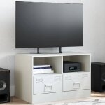 Hsf®meuble tv / hi - fi - meuble de rangement tv blanc 67x39x44cm acier kbq72481 Hsf®meuble tv / hi - fi - meuble de rangement tv blanc 67x39x44cm acier kbq72481