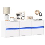 Hsf�meuble tv / hi - fi - meuble de rangement tv montage mural? avec lumi�res led blanc 130x31x45cm kbq78421 ...