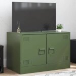 Hsfmeuble tv / hi - fi - meuble de rangement tv vert olive 67x39x44cm acier kbq62898