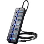 Hub 7 en 1 multiprise usb 3. 0 port multiple pour pc transfert de donn�es et recharge interrupteur et ...
