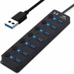 Hub usb hub usb 3. 0  7 ports rpartiteur de donnes multiports usb avec interrupteurs marche / arrt ...