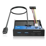 Hub usb 4 ports - graugear - frontpanel - 10gbit / s - usb - c & usb - a - m�tal