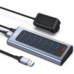 Hub usb aliment hub rpartiteur usb 3. 0 8 ports (7 ports de transfert de donnes plus rapides + 1 port ...