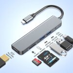 Hub usb c 6 - en - 1 avec hdmi 4k usb x2 pd 100w lecteur de carte sd / tf adaptateur usb c multiport ...