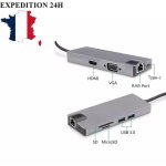 Hub usb - c 8 en 1 avec hdmi 4k usb sd rj45 vga 1000mb / s pour macbook ipad windows