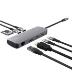 Hub usb - c 8 - in - 1 - trust - vylor - adaptateur hdmi 4k@60hz - gigabit ethernet - lecteur de cartes ...