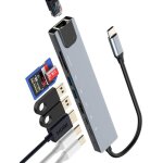 Hub usb c(8en1)vers hdmi adaptateur ethernet sd micro sd lecteur carte usb otg 3. 0 type c chargeur pc ...