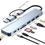 Hub usb c adaptateur usb - c 8 en 2 avec 3 ports usb 2. 0 1 port usb 3. 0type c lecteur de carte sd / ...