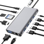 Hub usb c station daccueil 12 en 1 avec hdmi 4k vga 3 * usb 2. 0 usb3. 0 usb c data pd3. 0 port ethernet ...