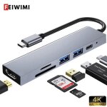 Hub usb multiprise type - c vers hdmi 4k multifonctionnel 3. 1 vers hdmi 7 en 1 type station daccueil ...